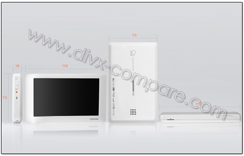 Cowon IAUDIO 02 Blanc Dimensions