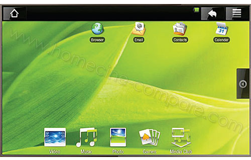 Archos 48 Internet Tablet 500 Go : Menu d'accueil
