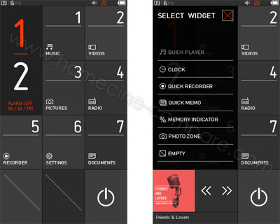 Cowon X9 Noir 32 Go : Menus