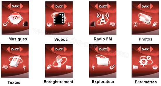 Djix M1820 : Pr�sentation des menus