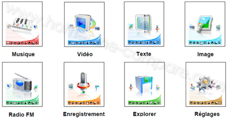 Djix M470FM Blanc 4 Go : Menu d'accueil