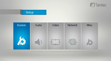 Fantec 3DXHDS : Menu d'accueil