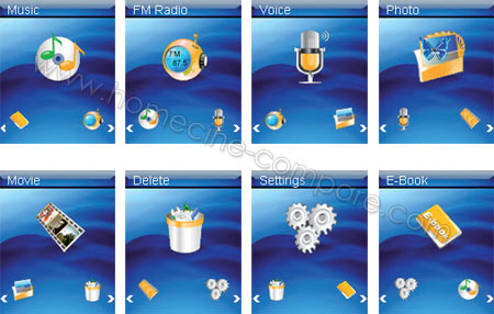 Grundig MPixx 1200 FM 2 Go Violet : Menu d'accueil