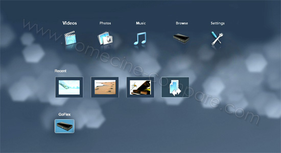 Seagate GoFlex Cinema 2 To : Menu d'accueil