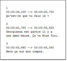 Illustration du contenu d'un fichier SRT