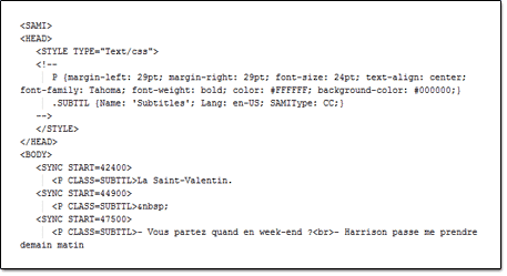 Exemple de la structure d'un fichier SMI