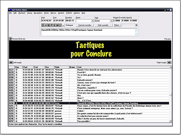 Illustration de l'�dition d'un fichier SubStation Alpha