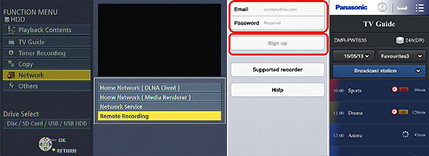 Fonction Timer Recording de l'application DIGA Player