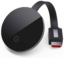 Illustration du dongle Chromecast Ultra permettant de dupliquer l'�cran d'un appareil mobile via la technologie Google Cast