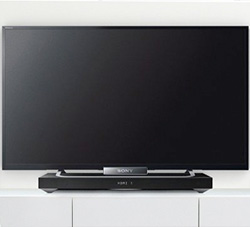 Photo d'une TV pose sur un plateau barre de son - crdit : Sony