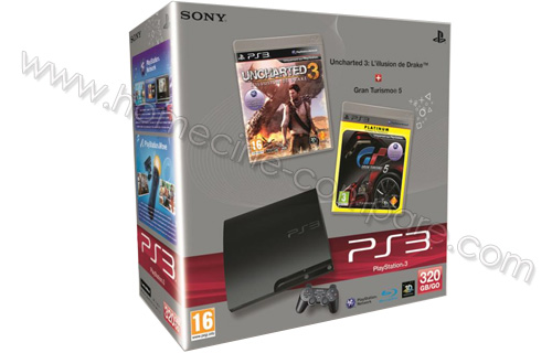 SONY PS3 Slim 320 Go GT5 Uncharted 3