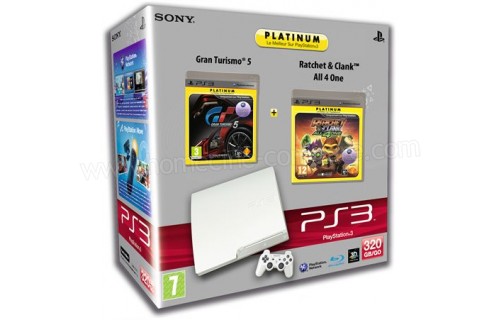 SONY PS3 Slim Blanche 320 Go GT5 R&C