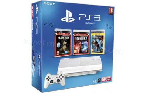 SONY PS3 Ultra Slim Blanche 500 Go HR I2 U2