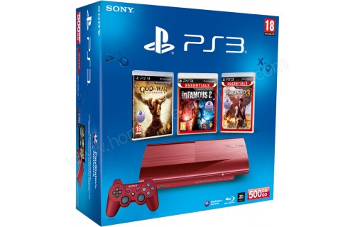 SONY PS3 Ultra Slim Rouge 500 Go GOW4 I2 U3