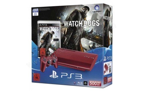 SONY PS3 Ultra Slim Rouge 500 Go Watch Dogs