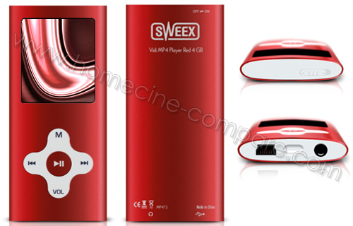 SWEEX Vidi MP472 Rouge 4 Go