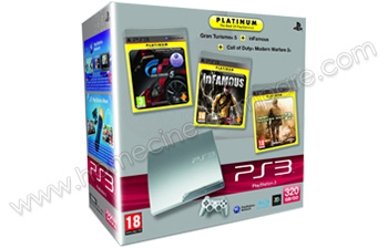 SONY PS3 Slim Argent 320 Go GT5 MW2 inFamous