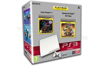 SONY PS3 Slim Blanche 320 Go GT5 R&C