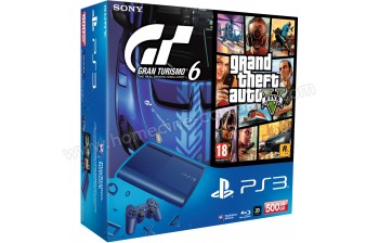 SONY PS3 Ultra Slim Bleue 500 Go GT6 GTA V